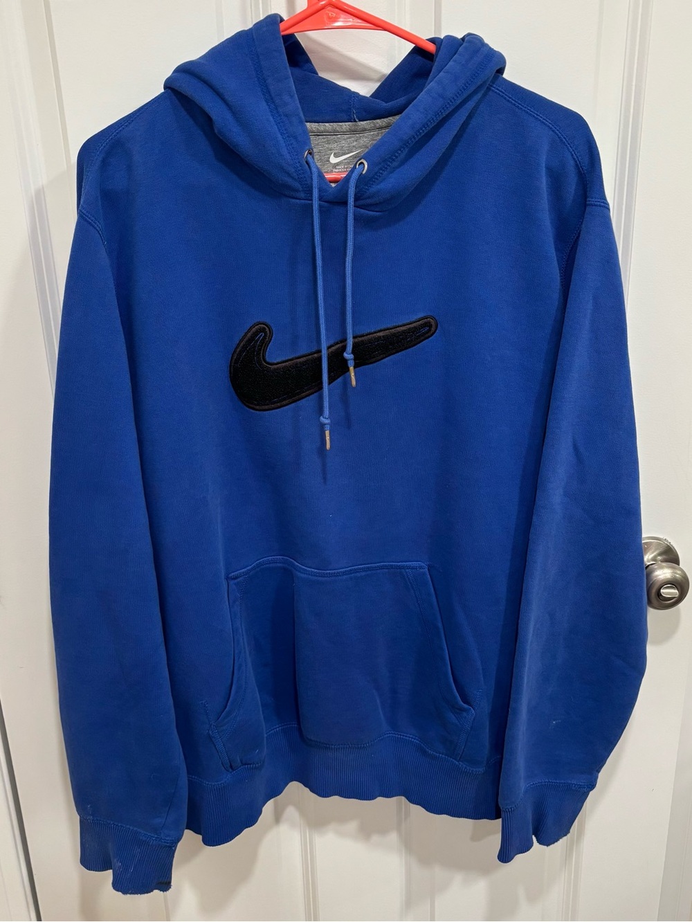 Vintage Nike Jumbo Swoosh Royal Blue Pullover Sweatshirt Hoodie Mens U.S. XL